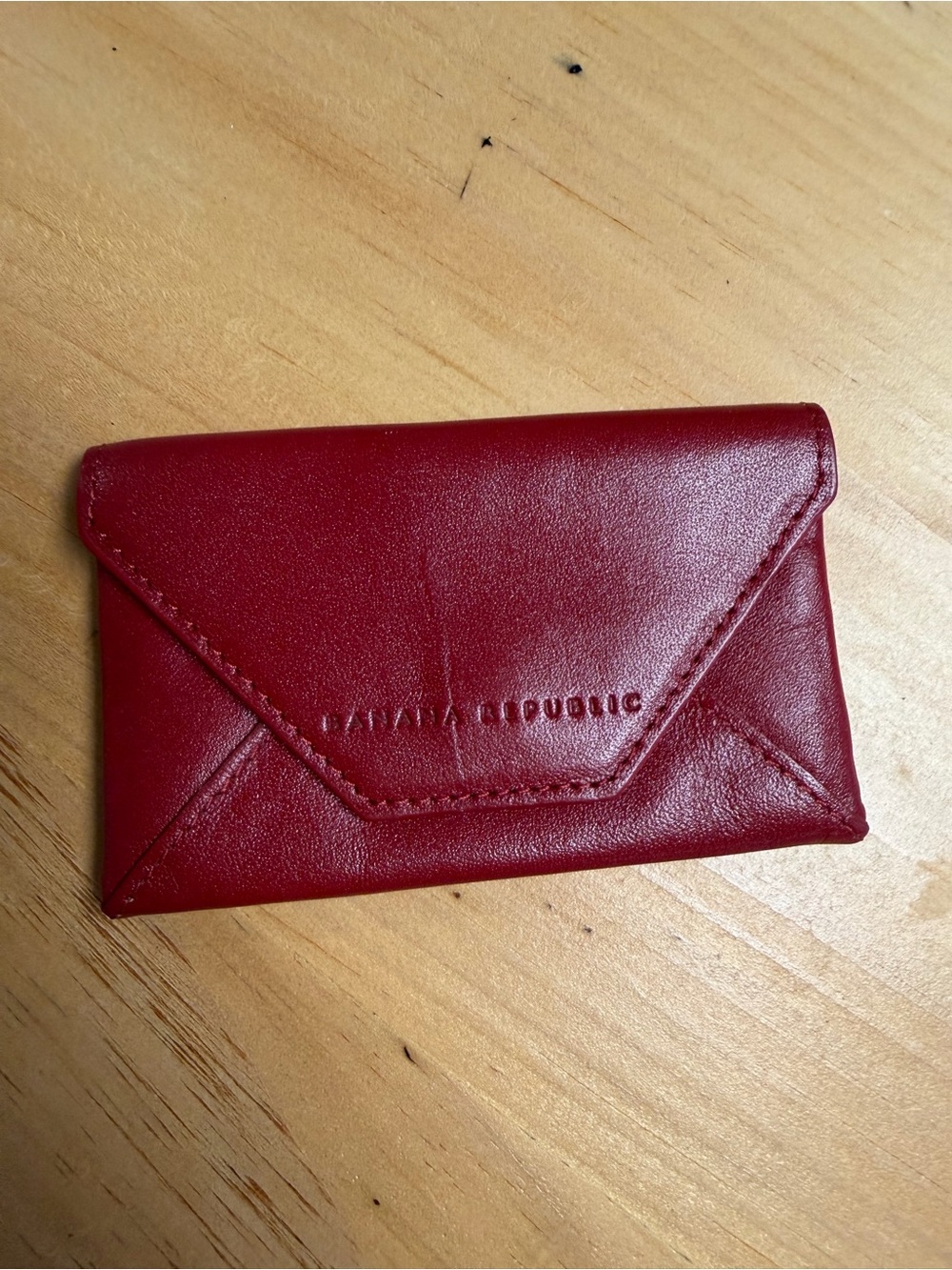 Banana Republic Crimson Leather Envelope Card Holder